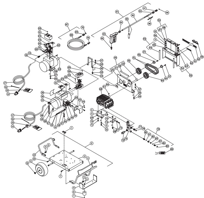 MITM CW-2004-1ME3 pressure washer parts and manual
